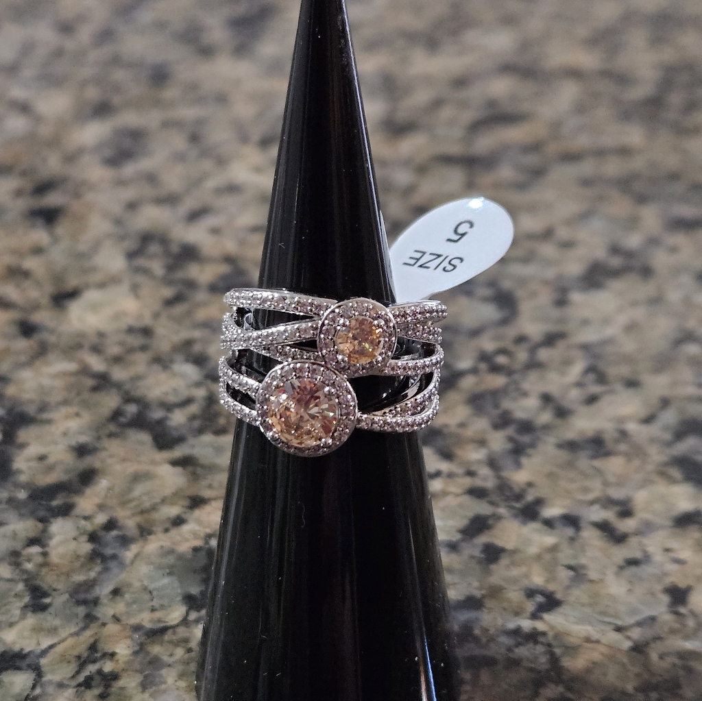 Bomb Party Rg75902 “Enchant My Dreams” Smokey Topaz Cubic Zirconia Sz 5